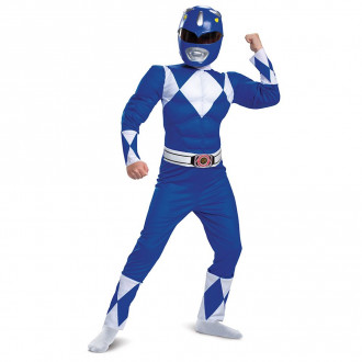 Costume Power Ranger Blu Muscoloso Bambini