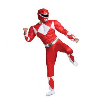 Costume Power Ranger Rosso Muscoloso Adulti