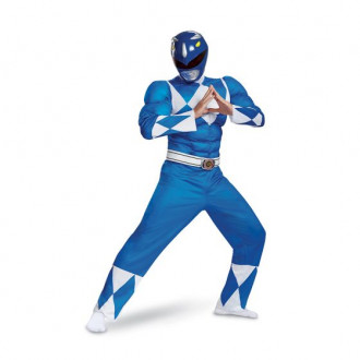 Costume Power Ranger Blu Muscoloso Adulti