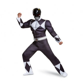 Costume Power Ranger Nero Muscoloso Adulti
