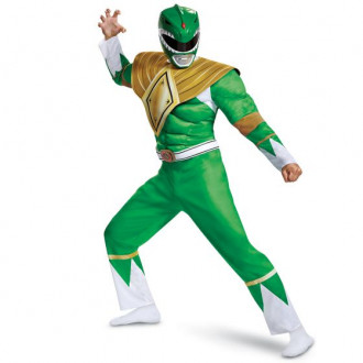 Costume Power Ranger Verde Muscoloso Adulti