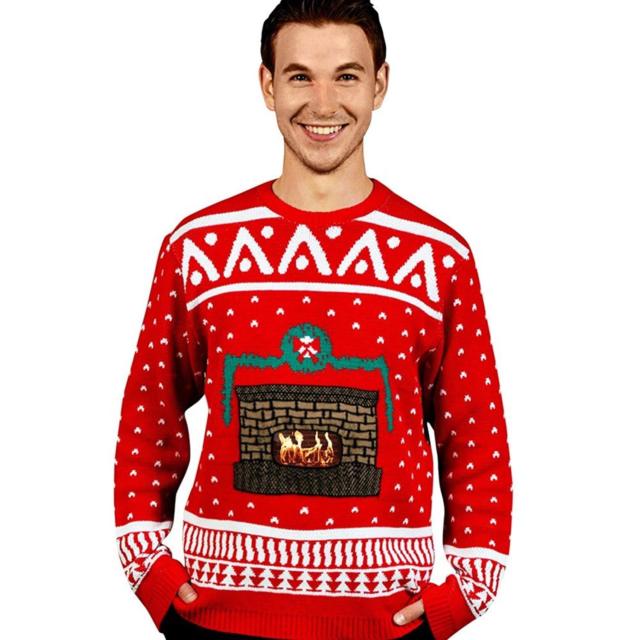 Ugly Christmas Sweater Crackling Fireplace