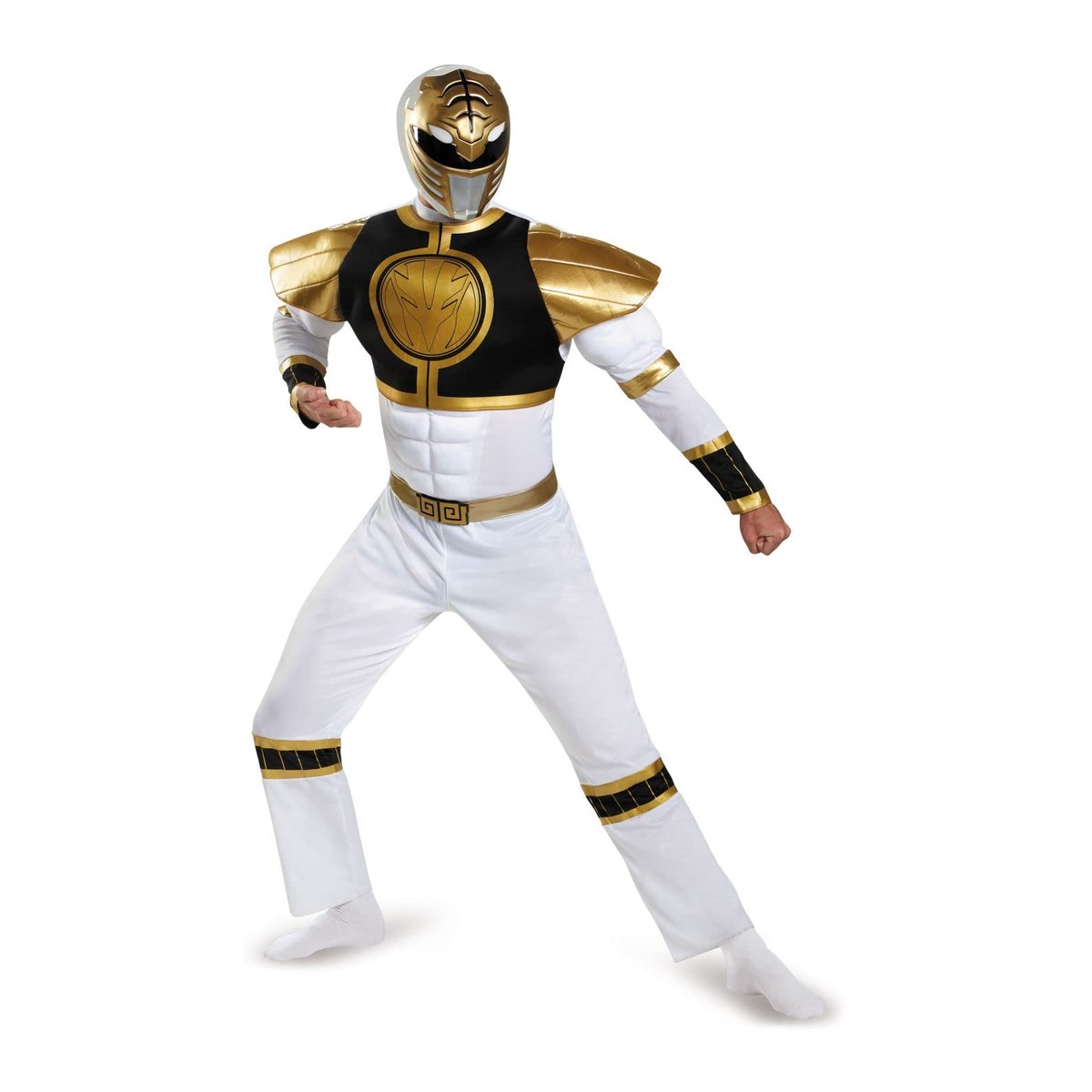 Costume Power Ranger Bianco Muscoloso Adulti