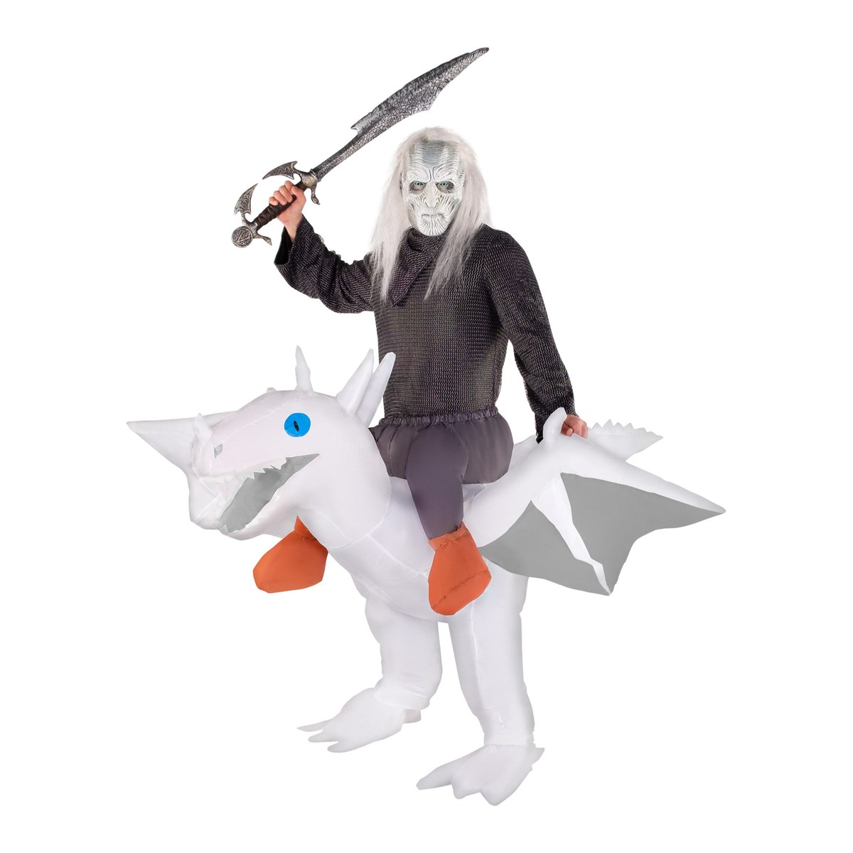 Costume Gonfiabile da Cavalcatore di Drago Bianco