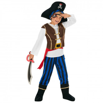 Costume da pirata a strisce blu per bambini
