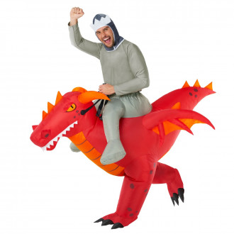 Mens Red Dragon Ride On Inflatable Costume