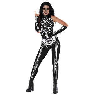 Womens Sleeveless Skeleton Bodysuit Costume